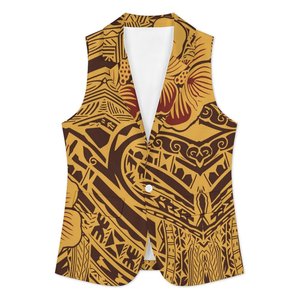 Chaleco sin mangas informal con estampado tribal polinesio de Samoa personalizado al por mayor, chaleco con cuello en V, chaqueta para <span class=keywords><strong>mujer</strong></span>, chaleco - Product Image 2