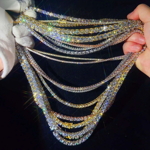 سلسلة تنس رائعة vvvs D Moissanite الهيب هوب فضي 3 من الذهب والمجوهرات البيضاء - Product Image 4