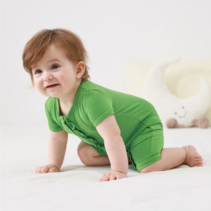 Mameluco de Manga Corta a Cuadros de Algodón Orgánico y Bambú Suave para Bebé, Pijama de Verano, Pelele de Bambú para Bebé - Product Image 3