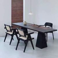Nouvelle table à manger en bois massif noir de style nordique, table de salle à manger moderne en frêne blanc, mobilier de maison à grand panneau pour bureau