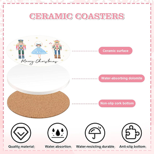 Sous-verres en céramique de Noël, sous-verres à boissons, motif casse-noisette, hiver, absorbants, pour la maison, la cuisine, les fêtes, la décoration de <span class=keywords><strong>table</strong></span> - Product Image 6
