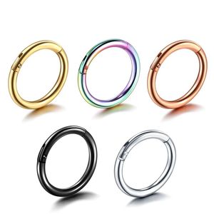 Anneau de nez en acier inoxydable 316, type clicker |   Bijoux de corps : Boucles d'oreilles créoles pour hélix, cartilage, tragus, lèvre, septum |   Hypoallergénique - Product Image 3