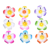 SLF023 Vente chaude Coiffe artificielle en frangipanier, fleur d'œuf, 4-11CM, pince, fleur de frangipanier pour les vacances, vacances à la plage, rentrée scolaire