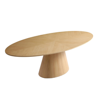 Table de salle à manger ovale en placage de MDF de couleur naturelle du milieu du siècle