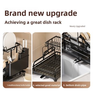 Escurridor de Platos Plegable Multifuncional de Gran Capacidad, Estante de Almacenamiento de Acero al Carbono para Encimera, para Cubiertos, Palillos y Tazas de Cocina - Product Image 2