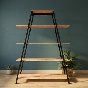 Estante de 5 Niveles Tipo A con Estructura de Madera y Hierro, Forma Rectangular de 120x35x160cm para Almacenamiento en Sala de Estar SFKS021 - Product Image 3