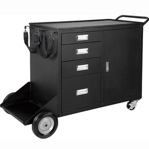 Chariot de soudage en acier robuste à 4 tiroirs Chariot à roulement à 360 ° pour soudeuse MIG TIG et coupeur de plasma Grand rangement avec 4 tiroirs - Product Image 1
