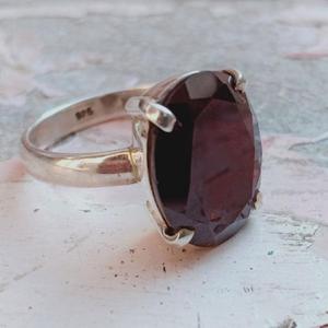 92.5 argent Sterling plaqué or grenat naturel à facettes ovale coupe chrétienne pierre précieuse bague de fiançailles pour femmes en gros - Product Image 2