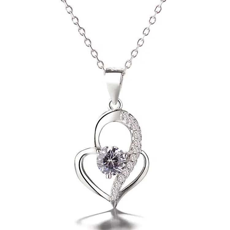 Wholesale Hot Design Jewelry 925 Sterling Silver Heart Pendant Necklace for Women