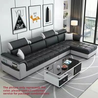 Canapé en tissu en forme de L, style minimaliste moderne, éponge amovible, tissu technique lavable, ensemble de meubles de salon entièrement équipé