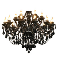 Lustre en cristal K9 contemporain noir, lampe simple et décorative, éclairage d'intérieur, pour salon et chambre à coucher