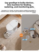 Distributeur automatique intelligent d'aliments et d'eau pour animaux de compagnie Elecpet avec caméra, contrôle par application, 2-en-1, bol en acier inoxydable, anti-fuite, pour chats