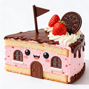 Figura de PVC Personalizada, Modelo de Decoración de Fortaleza de Pastel de Chocolate con Fresas - Product Image 1