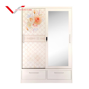 Tủ quần áo kim loại in họa tiết tùy chỉnh, cửa trượt đôi, có ngăn kéo dưới, khuyến mãi nóng - Product Image 4