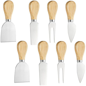 Ensemble de 8 couteaux à fromage en acier inoxydable écologique de haute qualité avec poignées en bois Coupe personnalisable en gros disponible - Product Image 5