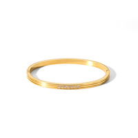 Style minimaliste 18K or acier inoxydable simple rangée Zircon Bracelet lumière luxe Version coréenne Bracelet de mode pour les femmes
