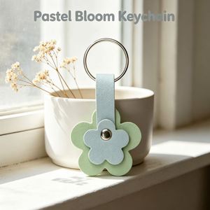 Flower Keychain for Purse Bag <b>Charms</b> Creative PU Leather Keychain Holder <b>Keyring</b> Fob Boho Accessories - Product Image 3
