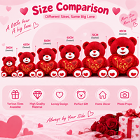 Vente en gros directe d'usine, ours en peluche rouge et blanc, couple, coussin en forme de cœur, animal en peluche, OEM ODM pour cadeau de la Saint-Valentin