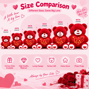 Orsacchiotti di Peluche Rossi e Bianchi con Cuore 'Ti Amo', Produzione Diretta OEM ODM per Regalo di San Valentino - Product Image 4