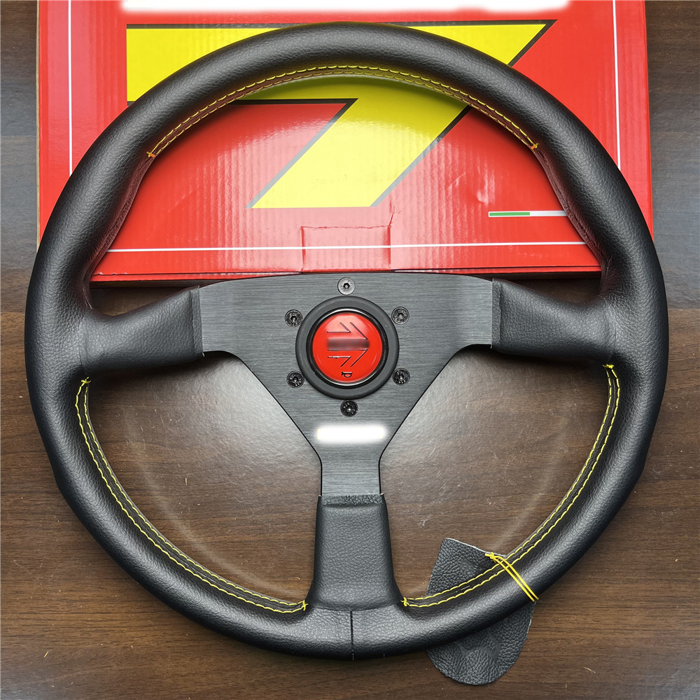 Wholesale MOMO V1 Flat Racing Leather Steering Wheel 14-inch