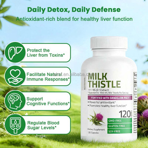 Suplemento Dietético Sin <span class=keywords><strong>Gluten</strong></span>, Sin <span class=keywords><strong>Soya</strong></span>, Sin OMG, con Extracto de Cardo Mariano y Raíz de Diente de León, Antioxidante, para <span class=keywords><strong>la</strong></span> Salud del Hígado - Product Image 2