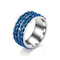 Bague Rotative Double Chaîne en Acier Inoxydable Électroplaqué 10mm pour Hommes et Femmes – Accessoire de Mode pour l'Approvisionnement Transfrontalier