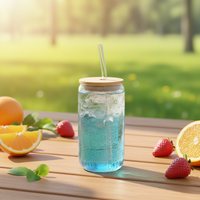Prix d'usine – Gobelet en verre pour café glacé et bière, 16 oz et 20 oz, avec couvercle et paille, anti-fuite, en verre borosilicate de haute qualité, pour sublimation