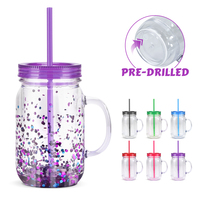 Nouveauté Gobelet boule à neige réutilisable à double paroi 22 oz gobelet en acrylique avec trou pré-percé