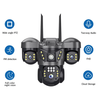 Cámara de Seguridad Solar para Exteriores Wifi 4G V380, Alimentada por Energía Solar, Rotación de 3 Lentes, Visión Nocturna 4K, Seguimiento Humano