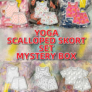 DH ODM <strong>Bulk</strong> Girls Yoga Set Mystery <strong>Box</strong> Scalloped Skort Activewear 2-Piece Sleeveless Tank Top Sport Shorts Kids Gym Outfits 2026 - Product Image 1
