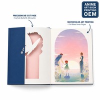 Impression personnalisée d'albums d'art anime, couverture rigide, papier artistique, estampage à chaud doré, fenêtre découpée, faible MOQ, OEM