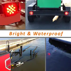 Lampu Belakang Trailer Led Kiri dan Kanan 12V, Lampu Ekor Trailer Merah Submersible DOT 12V Kustom untuk Trailer Perahu Truk RV