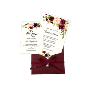 Sobres <span class=keywords><strong>de</strong></span> <span class=keywords><strong>Invitaciones</strong></span> <span class=keywords><strong>de</strong></span> <span class=keywords><strong>Boda</strong></span> para Quinceañera, Cinta <span class=keywords><strong>de</strong></span> Perlas Cortada con Láser, Tarjetas <span class=keywords><strong>de</strong></span> Rsvp Personalizadas Hechas <span class=keywords><strong>de</strong></span> Papel, Color Rojo Borgoña - Product Image 4