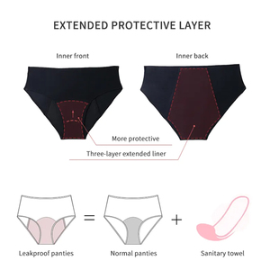 Sous-vêtement menstruel physiologique à 4 couches pour femmes, serviettes hygiéniques anti-fuite et sans menstruation, tissu organique taille moyenne - Product Image 4