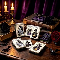 JOYF Halloween Ensemble de Mahjong Américain Rétro Floral en Acrylique pour 4 Joueurs, Tuiles de Luxe Thème Gothique, Jeu de Table Festif Universel