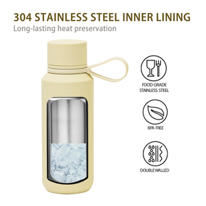 Thermos isotherme à double paroi en acier inoxydable de 12 oz et 20 oz, bouteille de sport avec poignée en silicone, <span class=keywords><strong>camping</strong></span>, écologique, sans BPA - Product Image 4