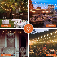 Guirlandes lumineuses G40 personnalisables OEM, 24 pieds, avec prise moulée et 3 modes d'éclairage à mémoire pour usage extérieur (kiosque, pergola, patio)