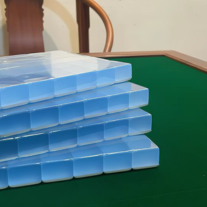 Juego de Fichas de Mahjong de Acrílico Azul, Estilo Clásico Portátil para 4 Jugadores, Piezas de Juego de Plástico Sin Carga - Product Image 5