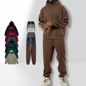 Venta caliente Chándal personalizado Sudadera con capucha de gran tamaño Conjunto Logotipo estampado en blanco Tallas grandes Sudadera con capucha para hombre 100% Algodón Sweatsuit para hombres - Product Image 1