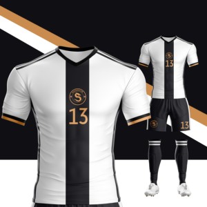 定制批发高品质足球服队服热转印100%涤纶足球服套装男士足球服 - Product Image 3