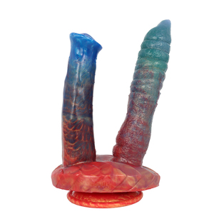 FAAK Rasting Flame Silikon Doppelkopf <span class=keywords><strong>U</strong></span>-Form <span class=keywords><strong>Dildo</strong></span> mit gemischten Farben für Sex Spaß L7014 - Product Image 1