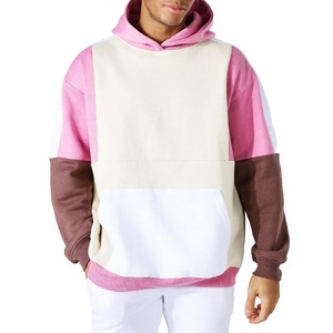 <b>Men's</b> Winter Oversized Solid <b>Pink</b> 100% Cotton Hoodie Kangaroo Pocket Streetwear Pullover <b>Sweatshirt</b> Beazer Sports Waterproof - Product Image 1