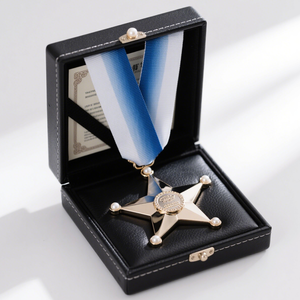 OEM Custom Gift Manufacturers Customs Gold Medal with <b>Packaging</b> Leather Box - Product Image 1
