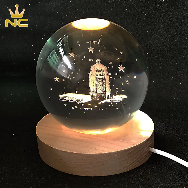 Персонализированный исламский религиозный дизайн 3D лазерная гравировка на заказ хрустальный шар