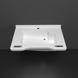 Lavabo Médico Moderno de Piedra No Porosa, Montado en la Pared, con Barras de Soporte para Hospitales y Baños - Product Image 3