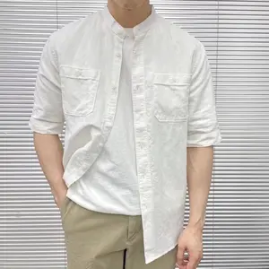 Wholesale chinese collar mens buttons shirts casual brand name men slim fit for dress shirts