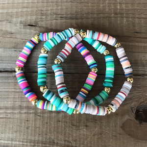 BP1006 di Prova Dei Monili <span class=keywords><strong>Arcobaleno</strong></span> Della Boemia Africano Del Vinile Dischi Del Polimero Disco Heishi Perline <span class=keywords><strong>Braccialetti</strong></span> Elastici - Product Image 2