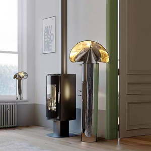 Lampada da Terra Minimalista Moderna di Design Italiano a Forma di Cappello in Acciaio Inossidabile per Camera da Letto e Soggiorno con Attacco E27 e Sorgente Luminosa a LED - Product Image 5