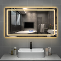 Miroir rectangulaire pour salle de bain, éclairage LED froid, miroir éclairé, designs anti-buée