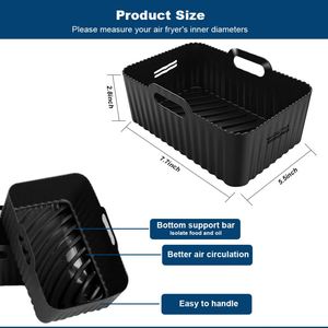 Reino Unido, Novedad, Reutilizable, Rectangular, Apto para alimentos, Revestimiento de silicona para freidora de aire, cesta de silicona para hornear, compatible con Ninja Dual - Product Image 2